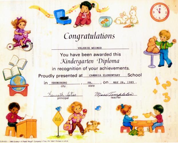 Val's Kindergarten Diploma